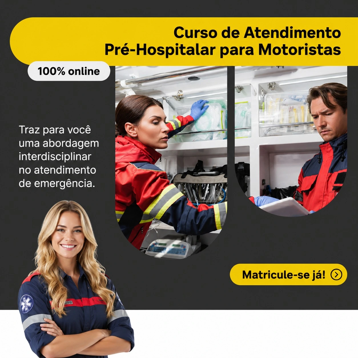 Capa quadrada do curso: Atendimento pré-hospitalar para motoristas