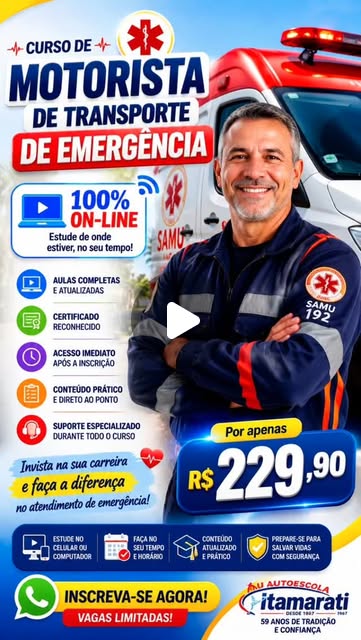 Curso de motorista de transporte de emergência